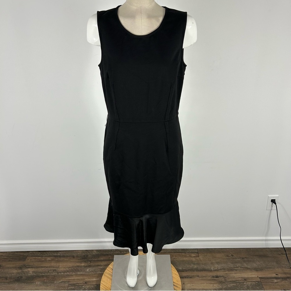 DKNY Black Sleeveless Mermaid Hem Midi Dress | Quiet Luxury LBD | Size 10